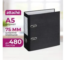 Папка-регистратор ATTACHE, формат A5,верт,75мм,мрамор,черн,бум/бум,карм.кор
