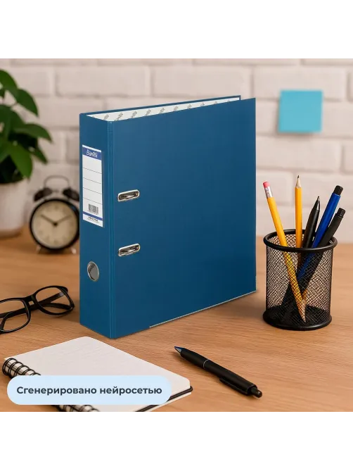 Папка-регистратор ECONOMY PLUS 80мм,син,ПБП1,карм.кор,мет.уг