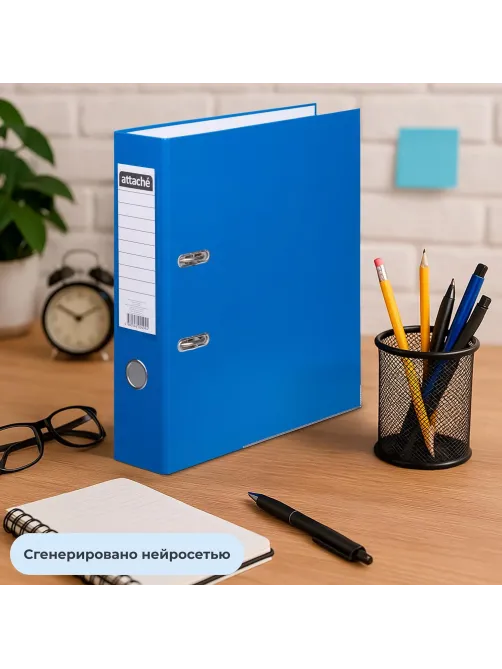 Папка-регистратор ATTACHE(ПВХ+бум)с мет.уголком,75мм,cиний, ПБП1,карм.кор