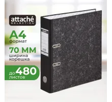 Папка-регистратор мрамор 70мм,черн,бум/бум,карм.кор.,мет.уг