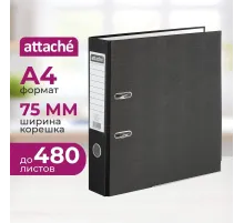 Папка-регистратор ATTACHE(ПВХ+бум)с мет.уголком,75мм,черный,ПБП1,карм.кор