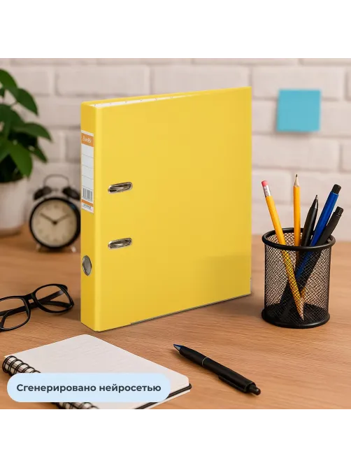 Папка-регистратор ECONOMY PLUS, 50мм,желт,ПБП1,карм.кор,мет.уг