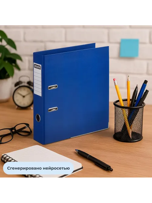 Папка-регистратор 75мм Attache, А4, синяя, ПБП2, метал. угол, карман.кор