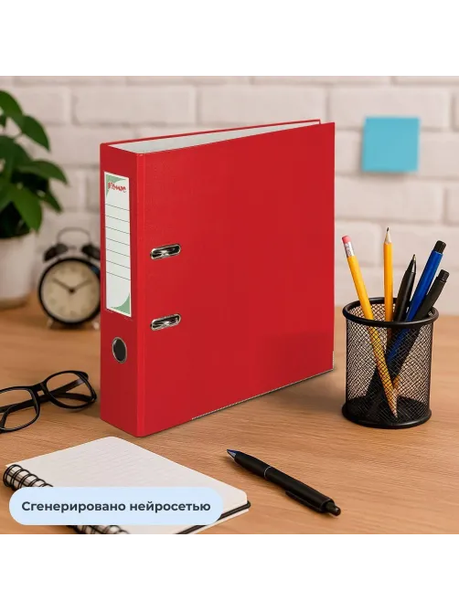 Папка-регистратор с арочн.мех.Комус Экономи 80мм,красн,ПБП1,карм.кор,мет.уг