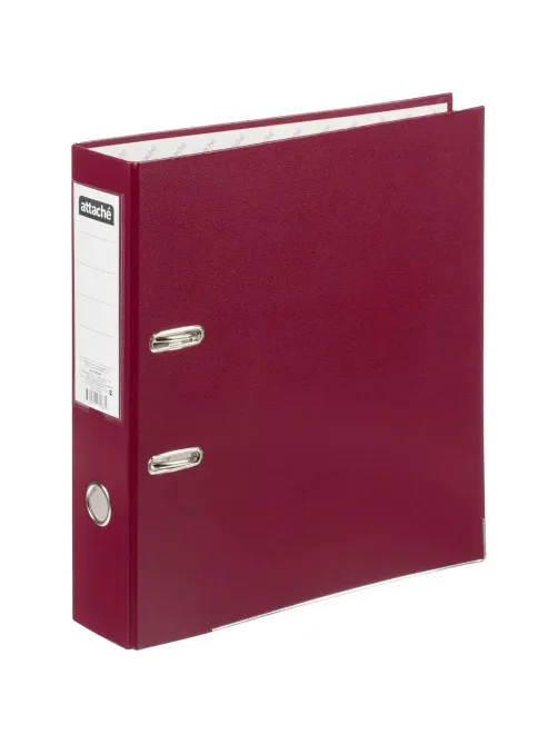 Папка-регистратор 75мм Attache А4, бордо, тиснение кожа, метал угол
