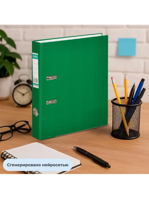Папка-регистратор ECONOMY PLUS 50мм,зел,ПБП1,карм.кор,мет.уг