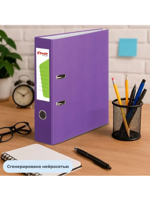 Папка-регистратор Комус Экономи 50мм фиолетовая, ПБП1, карм.кор., мет.уг