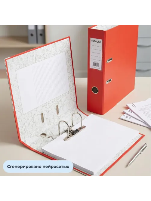 Папка-регистратор 75 мм Attache А4, красная, РР/бумага, мет. уголок
