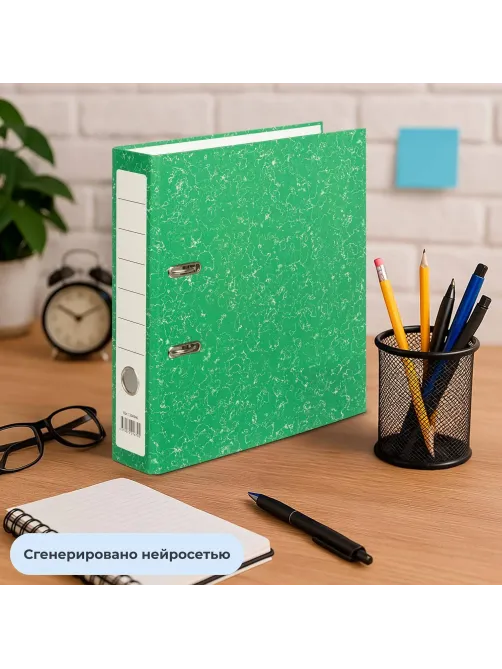 Папка-регистратор  без мет.уголка_бюдж 75мм ч/б,зел,бум/бум