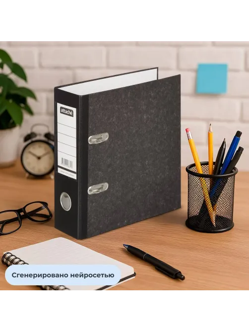 Папка-регистратор ATTACHE, формат A5,верт,75мм,мрамор,черн,бум/бум,карм.кор