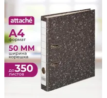 Папка-регистратор 50мм мрамор, черн. (фикс.мех)бум/бум,мет.уг
