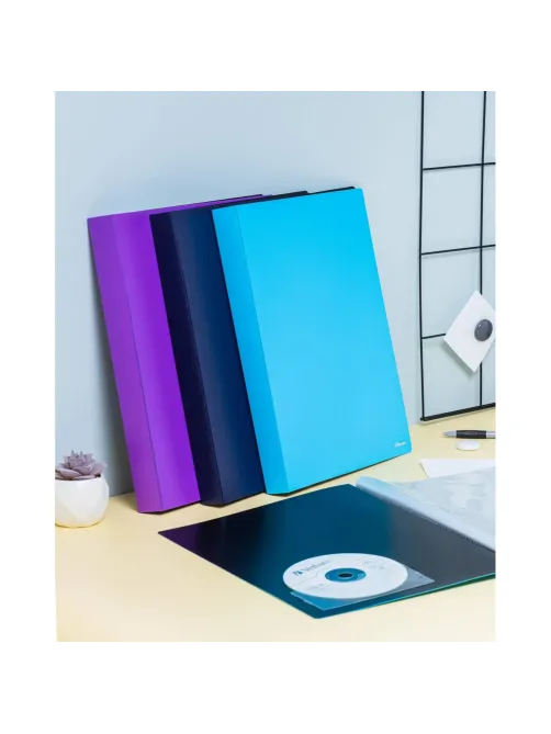 Папка файловая Комус 40 голубая, с карманом для CD/визитки