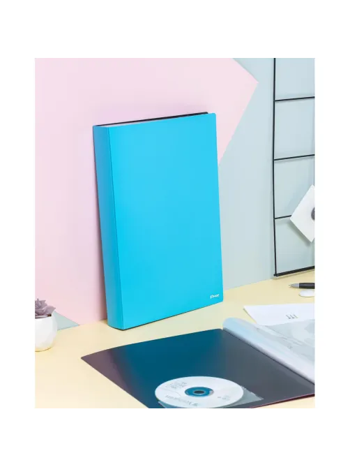 Папка файловая Комус 60 голубая, с карманом для CD/визитки