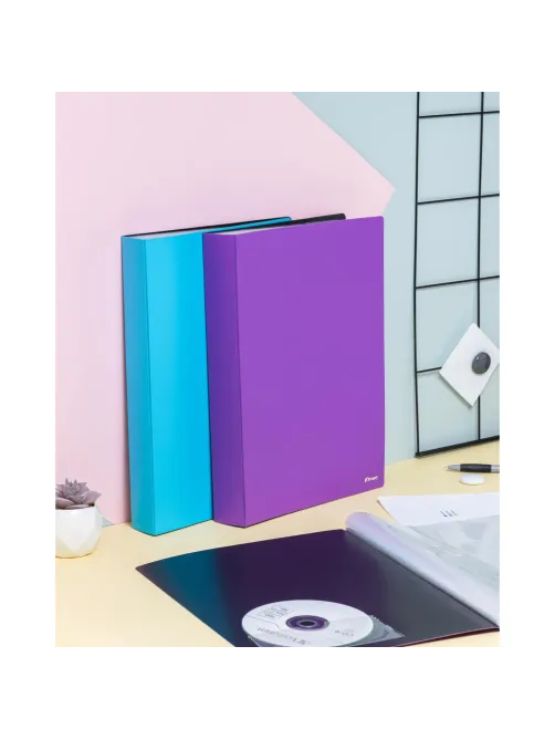 Папка файловая Комус 60 голубая, с карманом для CD/визитки