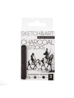 Уголь для рисования пресс SKETCH&ART черн мягк,средн,твердый 3шт/наб 25-001