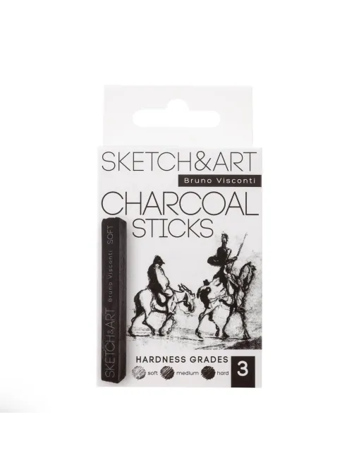 Уголь для рисования пресс SKETCH&ART черн мягк,средн,твердый 3шт/наб 25-001