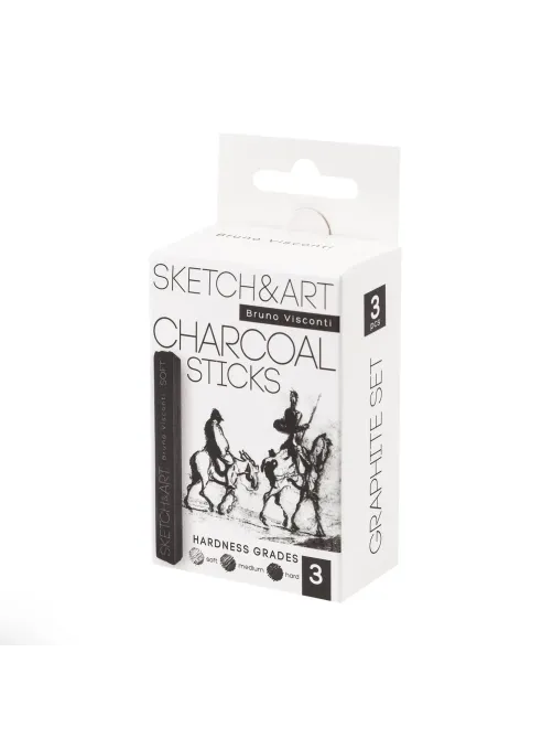 Уголь для рисования пресс SKETCH&ART черн мягк,средн,твердый 3шт/наб 25-001