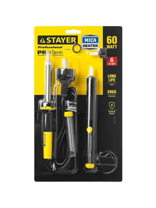 Набор для пайки STAYER PROTerm, 60Вт, конус, набор 6 предмета (55313-60-H6)