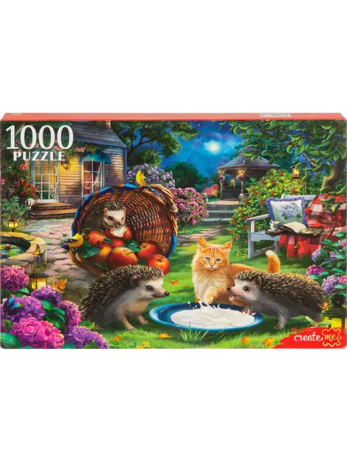 Пазл 1000 элементов. ЕЖИ И КОТЕНОК, Ф1000-6633