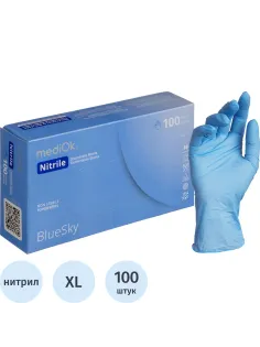 Перчатки mediOk нитрил.,голубой Blue Sky 4г., (XL) 50пар/уп