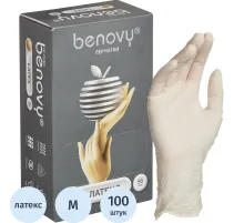 Перчатки мед. смотров. латекс., нестер., с пудрой, Benovy (М) 50 пар/уп