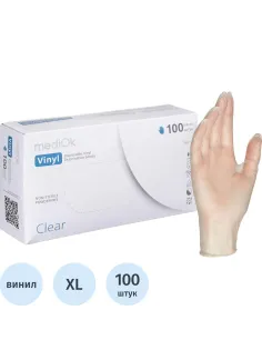 Перчатки одноразовые виниловые, н/о, прозр. MediOk (XL), 50п/уп 4гр.,ПС