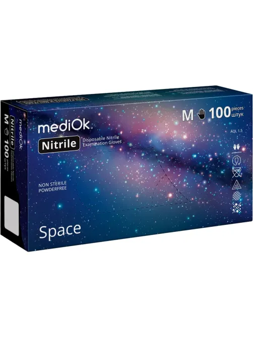 Перчатки нитрил. н/с. н/о, черные MediOk (M) 50п/уп, 3,5гр
