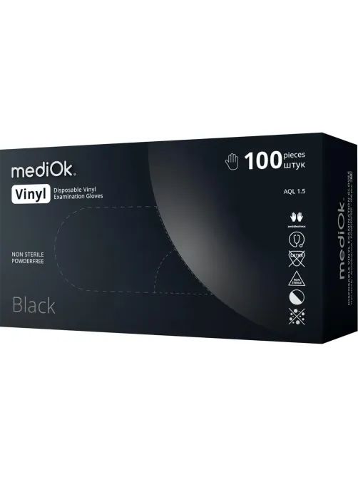 Перчатки виниловые одноразовые, н/о, черн. MediOk (XL), 50п/уп 4гр.,ПС