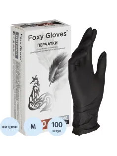 Перчатки нитрил., н/с,н/о,3,5г./шт,черн.FOXY-GLOVES M 50 пар/уп ШК4204/8577