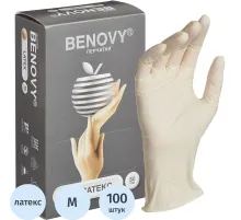 Перчатки мед. смотров. латекс, н/c,н/о,текстур беж/натур Benovy (М) 50 п/уп