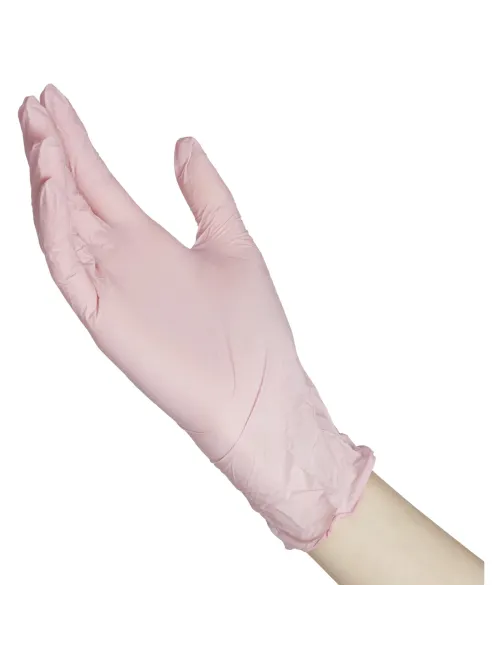 Перчатки нитрил, н/c, н/о, текстур, Benovy (M) 50п/уп, розовый