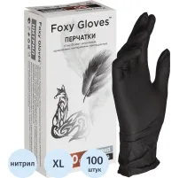 Перчатки нитрил., н/с,н/о,3,5г./шт,черн.FOXY-GLOVES XL 50пар/уп ШК4273/8591