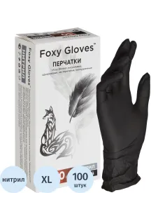 Перчатки нитрил., н/с,н/о,3,5г./шт,черн.FOXY-GLOVES XL 50пар/уп ШК4273/8591