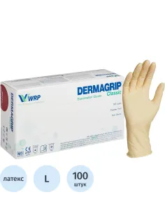 Перчатки мед. смотров. латекс н/c,н/о, текст,2хлор Dermagrip Cls (L) 50п/уп
