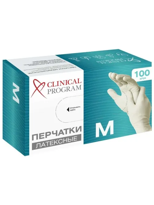 Перчатки мед. смотров. латекс, н/с, н/о, CP (M), 5,5 гр. 50 пар/уп (TG)