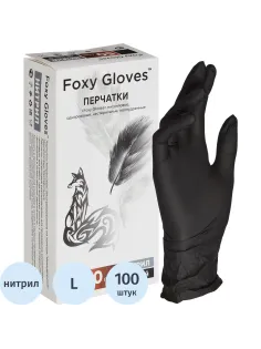 Перчатки нитрил., н/с,н/о, 3,5г./шт,черн FOXY-GLOVES L 50пар/уп ШК4259/8584