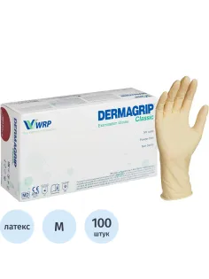 Перчатки мед. смотров. латекс н/c,н/о, текст,2хлор Dermagrip Cls (M) 50п/уп