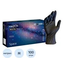 Перчатки нитрил. н/с. н/о, черные MediOk (M) 50п/уп, 3,5гр
