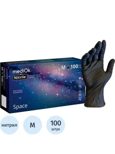 Перчатки нитрил. н/с. н/о, черные MediOk (M) 50п/уп, 3,5гр