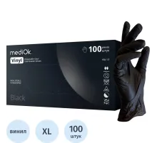 Перчатки виниловые одноразовые, н/о, черн. MediOk (XL), 50п/уп 4гр.,ПС