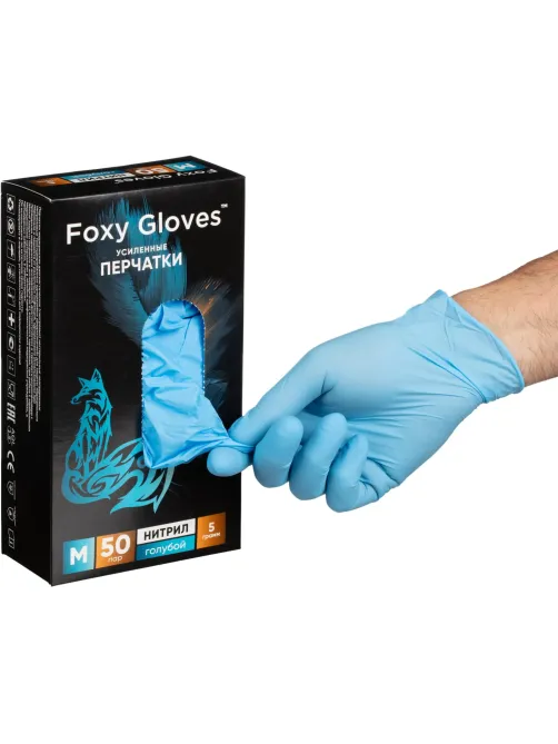 Перчатки нитрил., н/с, н/о,5,5гр./шт,гол.FOXY-GLOVES M 50 п/уп ШК8974/8706