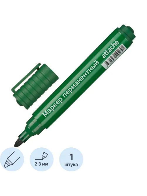 Маркер перманентный универсальный Attache Economy зеленый 2-3 мм