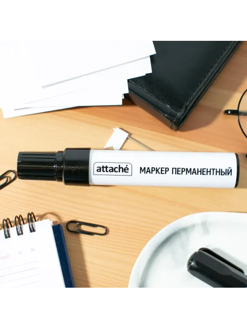 Маркер перманентный ATTACHE чёрный 3-10мм