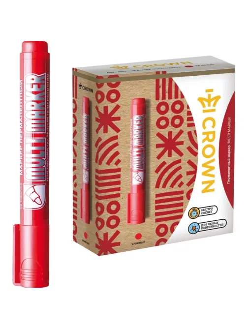 Маркер перманентный Crown Multi Marker 3-5 мм красный