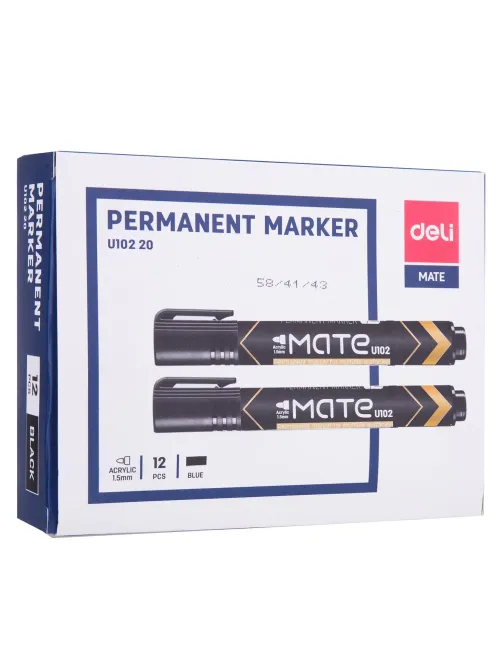 Маркер перманентный Deli Mate 1,5-3 мм черный кругл.нак.EU10220