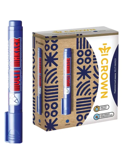 Маркер перманентный Crown Multi Marker 3-5 мм синий