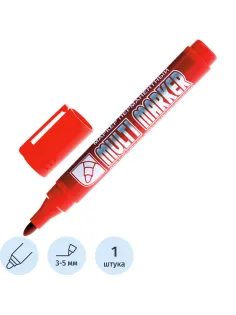 Маркер перманентный Crown Multi Marker 3-5 мм красный