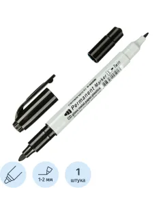 Маркер перманентный двухсторонний Crown Multi Marker Twin черный, 2мм/1мм
