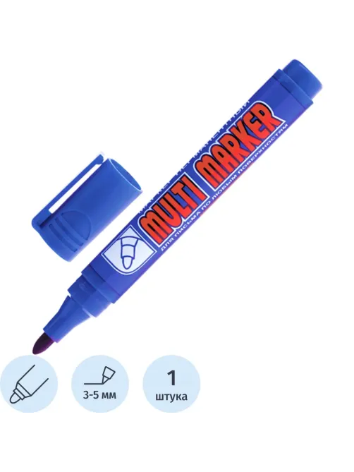 Маркер перманентный Crown Multi Marker 3-5 мм синий