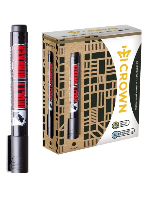 Маркер перманентный Crown Multi Marker 5 мм скошенный черный